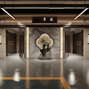 新中式地下车库入户门厅3D模型下载